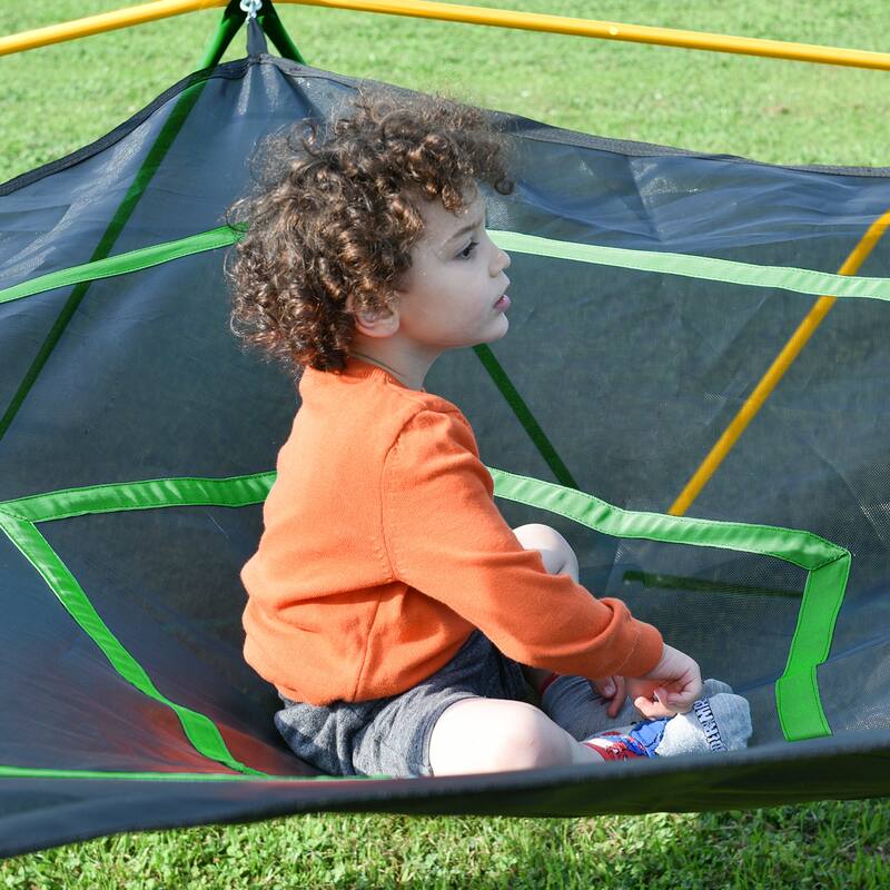 12ft Geometric Dome Climber Play Center, Kids Climbing Dome Tower with Hammock, Rust & UV Resistant Steel Supporting 1000 LBS