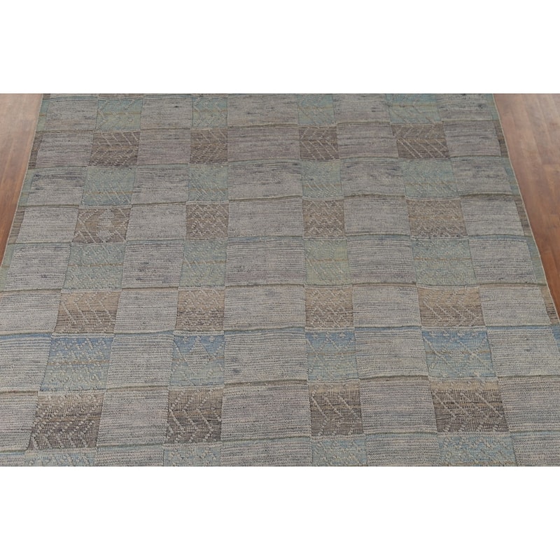 All-Over Checkered Moroccan Area Rug Handmade Wool Carpet - 8'9"x 12'7"