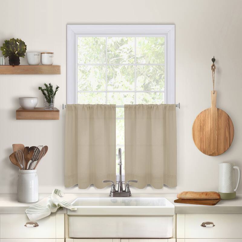 Maison Pintuck Kitchen Window Tiers, Set of 2