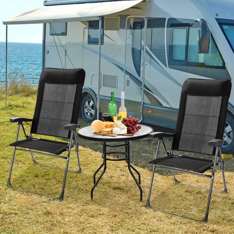 2PCS Patio Dining Chairs Folding Outdoor Lawn Chairs Camping Chairs