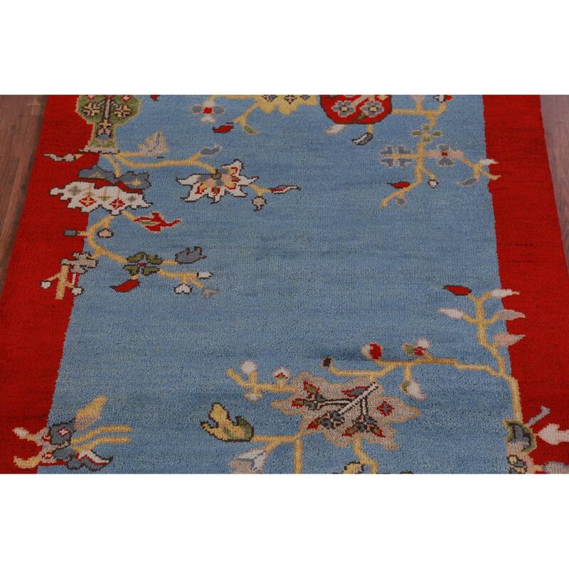 Hand Knotted Oriental 100% Wool Carpet Traditional Floral Navy Blue & Blues Art Deco Area Rug - 5' 10'' X 3' 11''