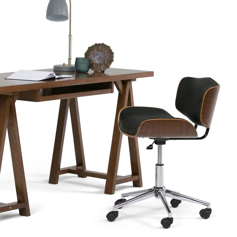 WYNDENHALL Perry Swivel Adjustable Executive Computer Bentwood Office Chair - 22 W x 25 D x 34.1 H - Black
