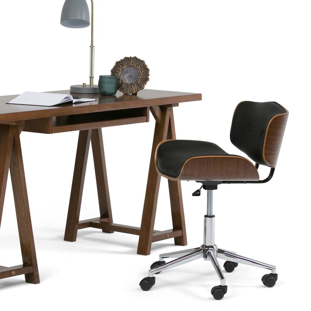 WYNDENHALL Perry Swivel Adjustable Executive Computer Bentwood Office Chair - 22 W x 25 D x 34.1 H