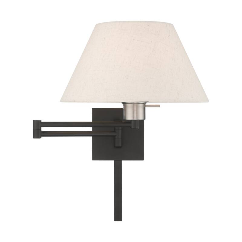 Livex Lighting 1-Light Oatmeal Shade Swing Arm Wall Lamp, 40038