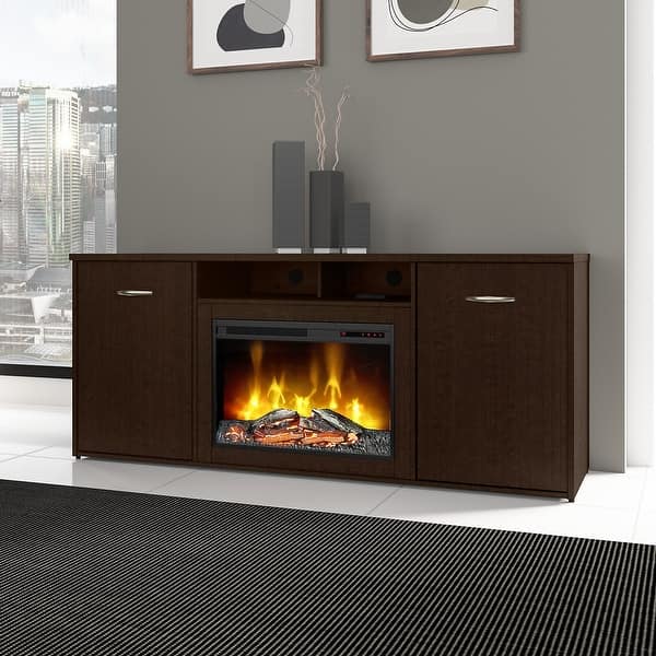 72W Electric Fireplace Storage by Bush Business Furniture Bed