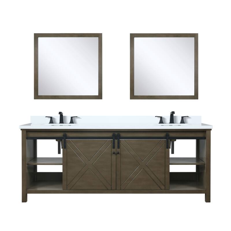 Marsyas Bath Vanity, Cultured Marble Countertop, Faucet Set and Mirrors