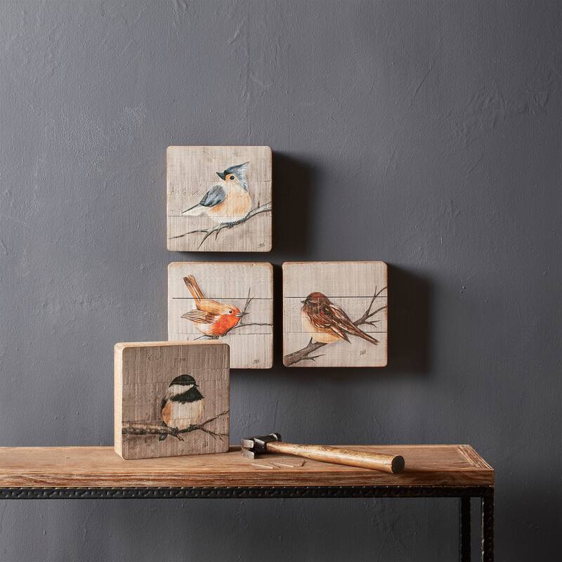 Bird Plaque (Set of 4) - Multi-Color