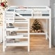preview thumbnail 2 of 10, Full Size Loft Bed with Built-in Storage Staircase and Clothes Hanger, Space-Saving