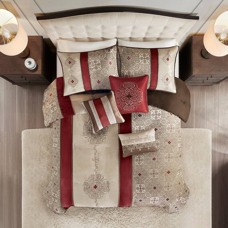 GDF Studio - 7-Piece Jacquard Comforter Set with Decorative Pillows