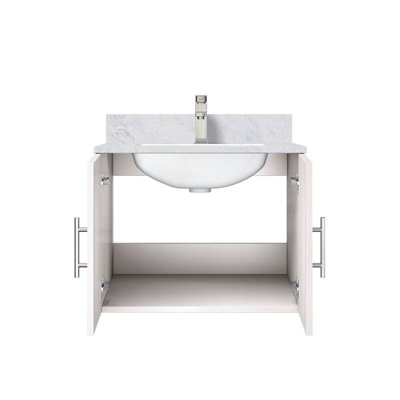 Geneva Bath Vanity Carrara Marble Top, Sink and Faucet