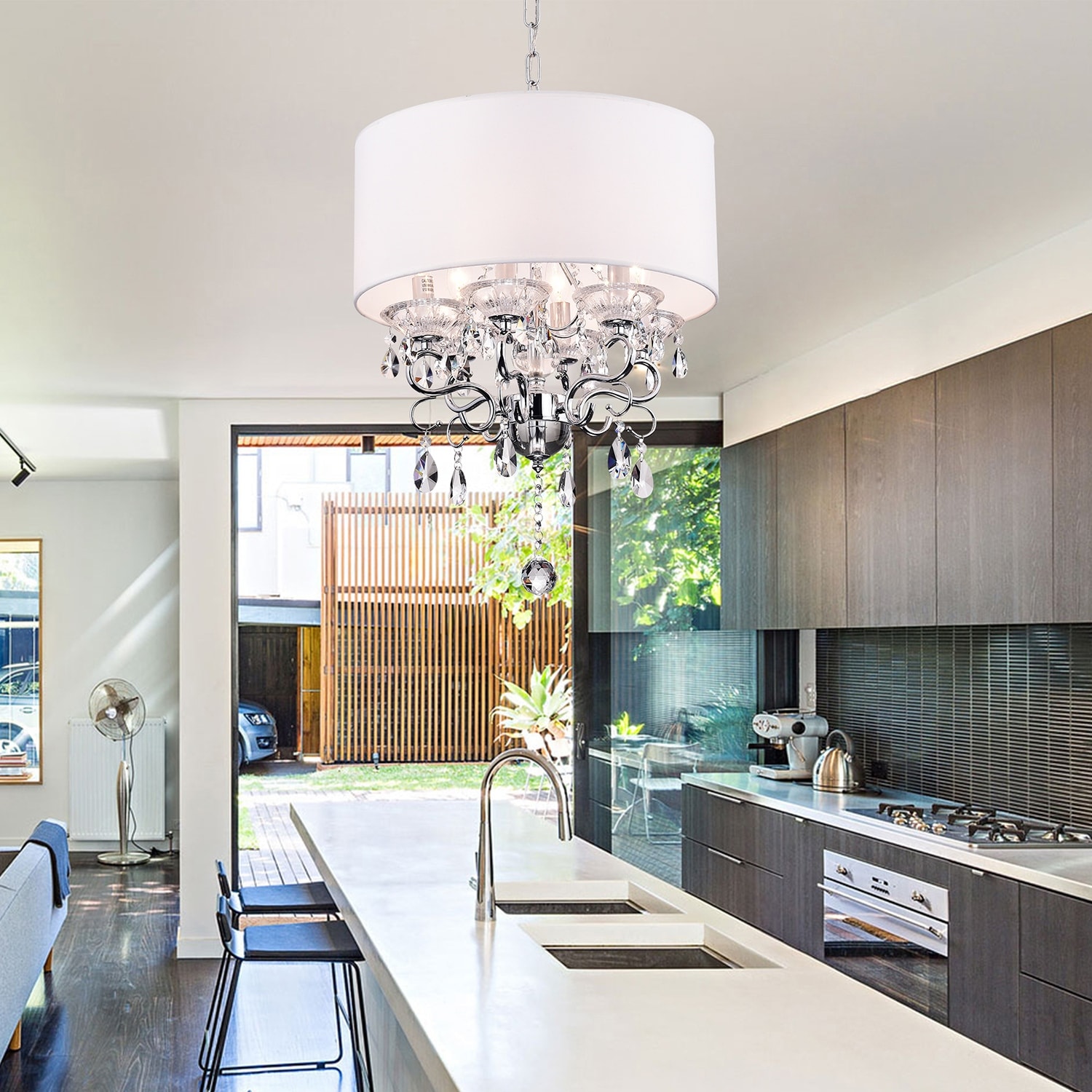 Chrome deals drum chandelier
