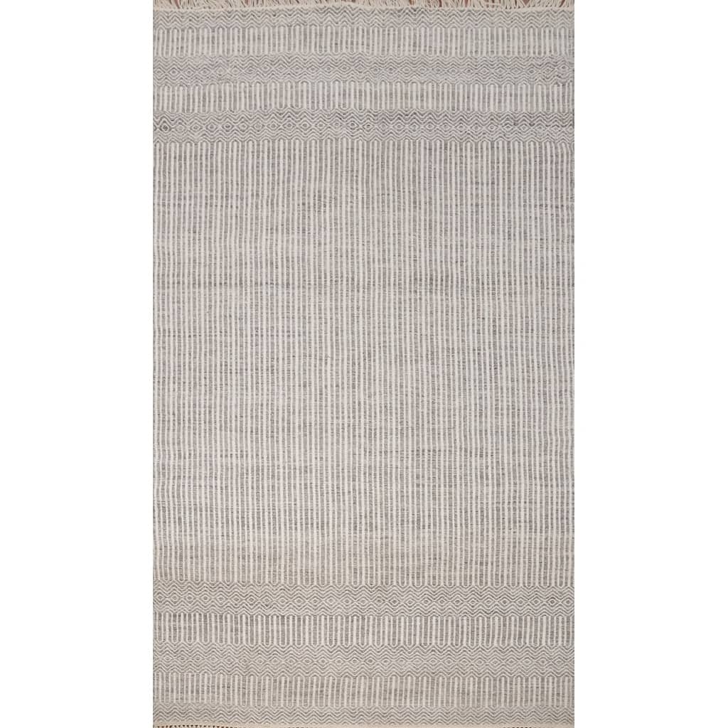 Hand Woven Oriental 100% Wool Carpet Traditional Geometric Multi-Colored Durrie-Kilim Area Rug - 8' 3'' X 5' 1''