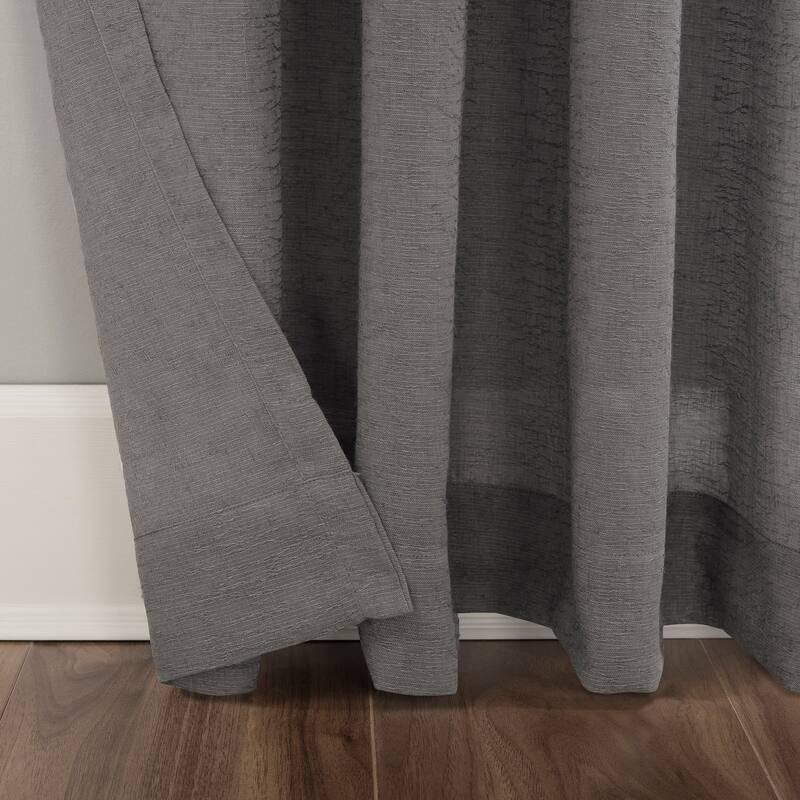 Clean Window Crushed Texture Anti-Dust Sheer Linen Blend Curtain Panel, Single Panel