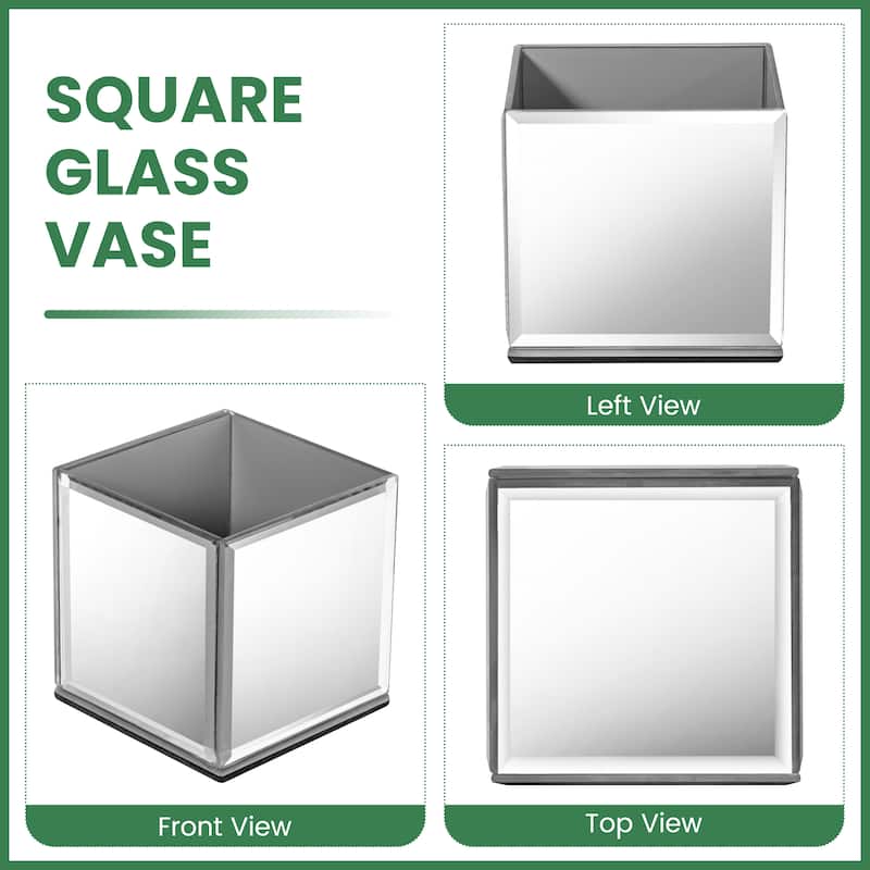 Set of 6 Modern Mirrored Cube Vases
