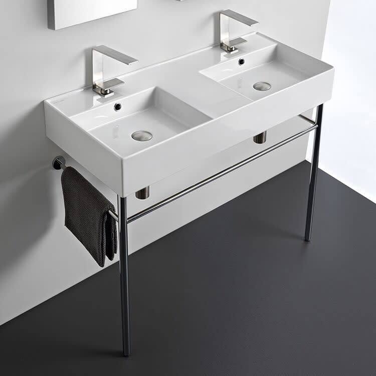 Nameeks Scarabeo 5142-CON-TwoHole Teorema 2.0 39-13/16" Rectangular - White