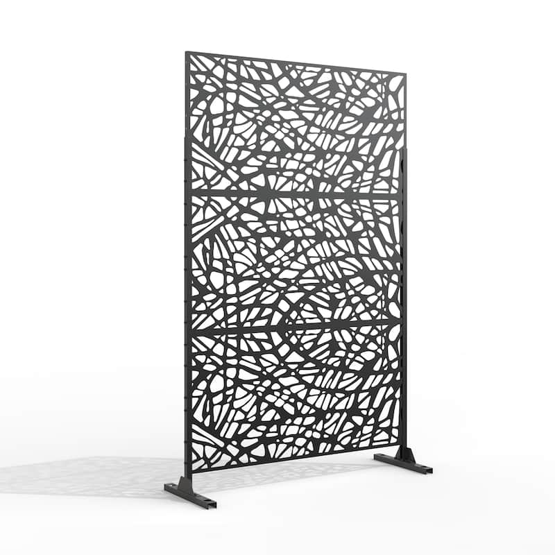 Outdoor Privacy Screen with Stand for Patio Garden Metal Fence
