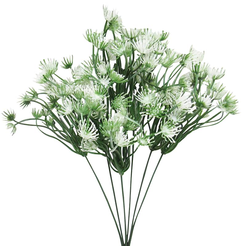 Set of 3 Artificial Queen Anne's Lace Flowering Leaf Stem Plant Greenery Foliage Bush 14in