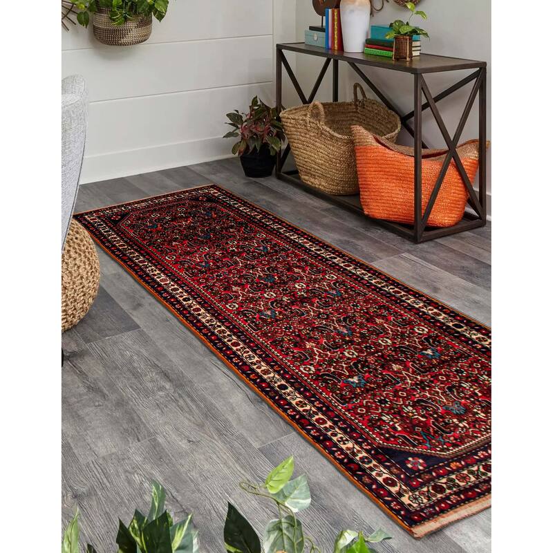 ECARPETGALLERY Hand-knotted Andelz Red Wool Rug - 3'8 x 9'6