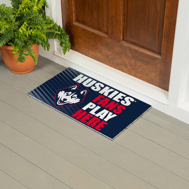 28 in. x 16 in. University of Connecticut "Fans Play Here" PVC Door Mat