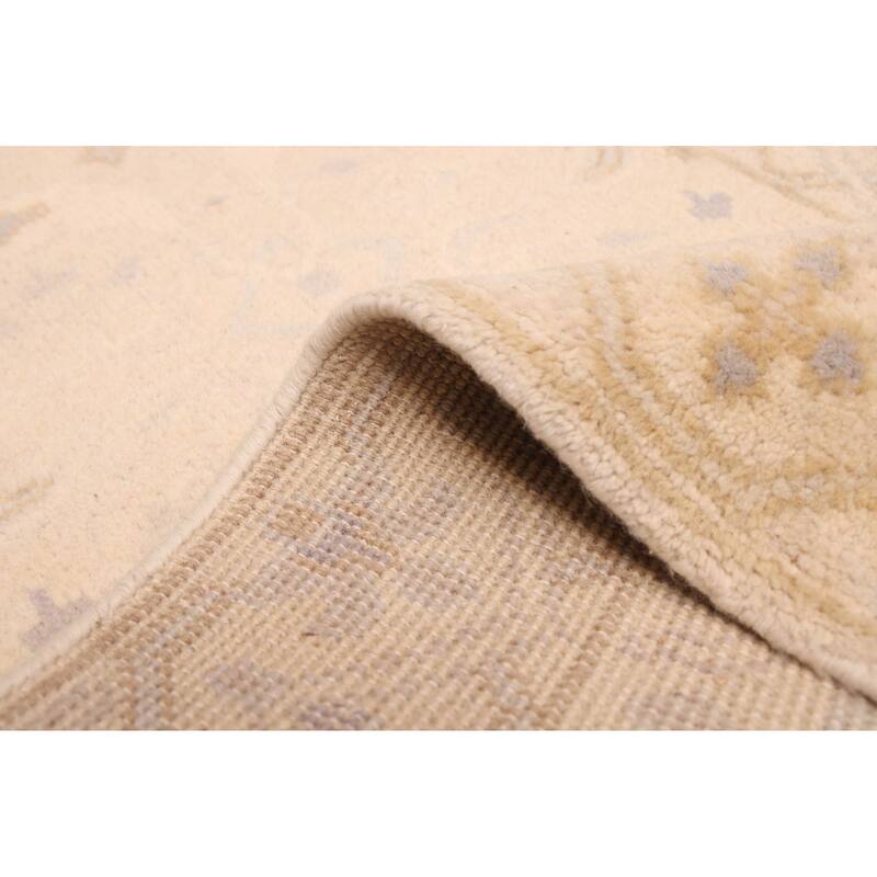 ECARPETGALLERY Hand-knotted Royal Oushak Cream Wool Rug - 2'7 x 13'7
