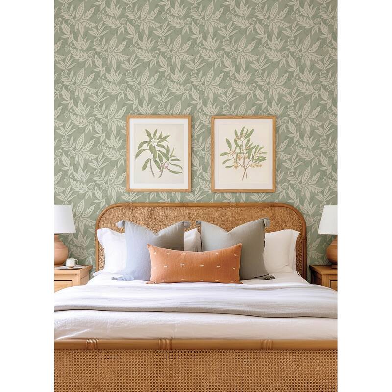 A-Street Prints Anita Sage Woodland Floral Wallpaper