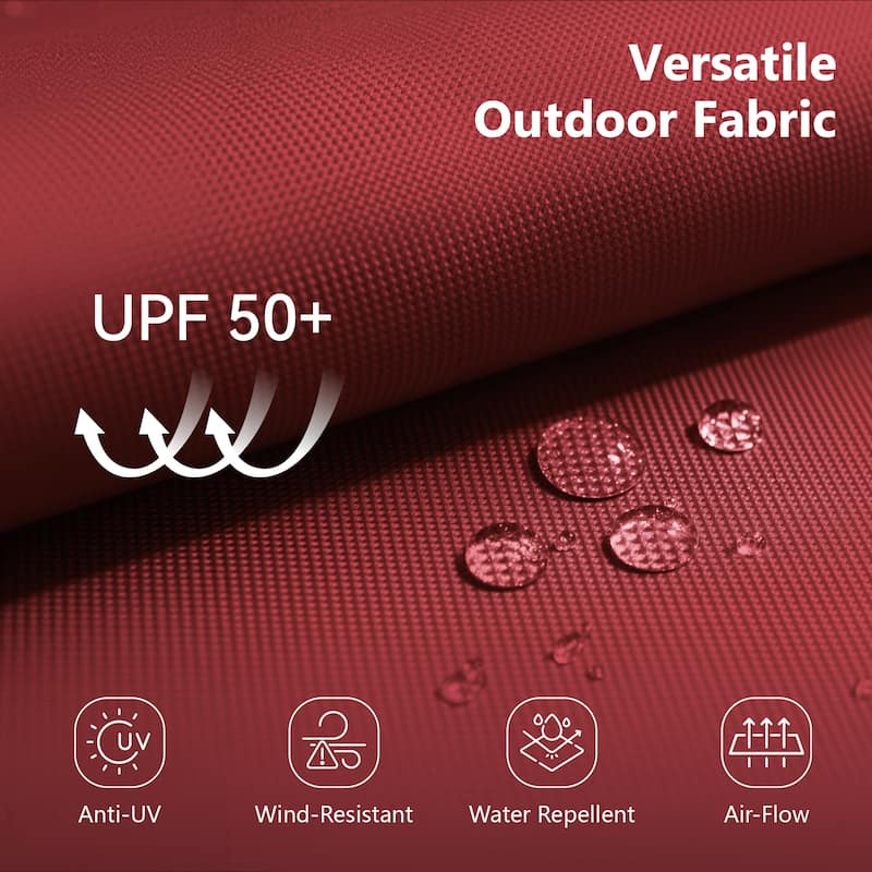 MAISON ARTS 13ft Double-Sided Outdoor Umbrella, 2-Tier Vented Market Umbrella with Colored Lights and Base