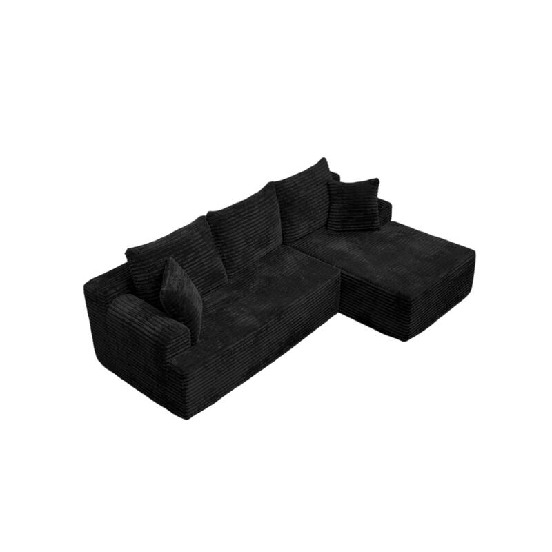 L-Shaped Corner Sectional Sofa Set with Side Chaise Lounge, Soft Foam Cushion Modular Sofa Corduroy Leisure Couch