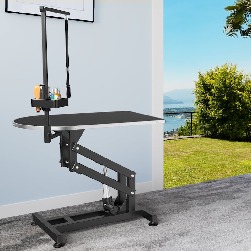 39" W Electric Lift Dog Grooming Table - Black