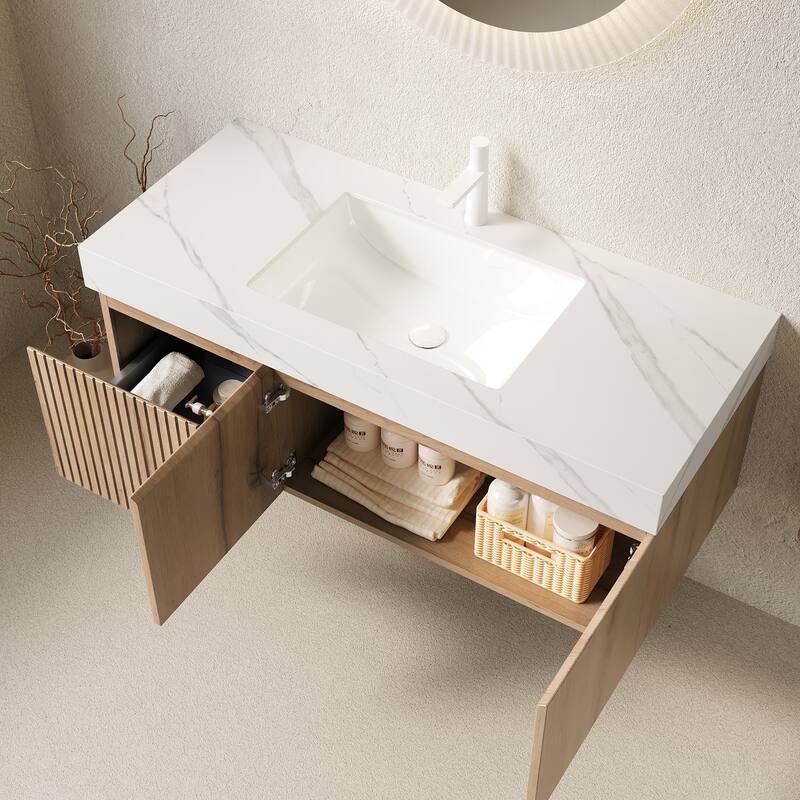 Floating Storage Bathroom Vanity with 1 Pre-drilled Faucet Hole