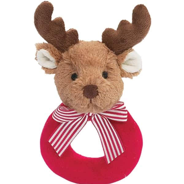 slide 2 of 6, Bearington Baby Lil' Reindeer Christmas 5.5" Plush Rattle