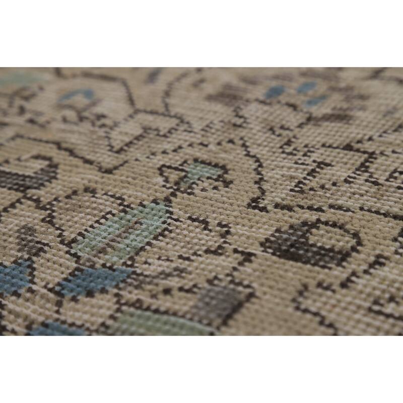 Blue Tabriz Persian Area Rug Handmade Traditional Floral Wool Carpet - 6'7"x 9'6"