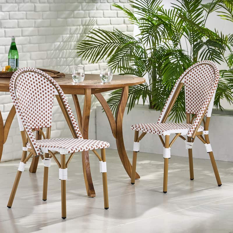Elize Outdoor French Cafe Style Chairs (Set of 2) by Christopher Knight Home