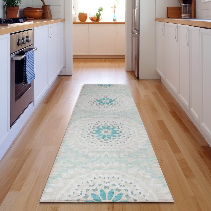 Premium Washable Super Soft Boho Global Mayfield Rug - Teal - 2' 3" x 7' 6" - Runner