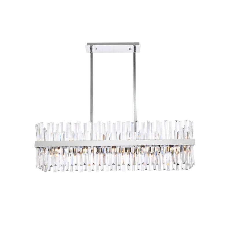 Indigo Home 42 inch crystal rectangle chandelier light - Chrome