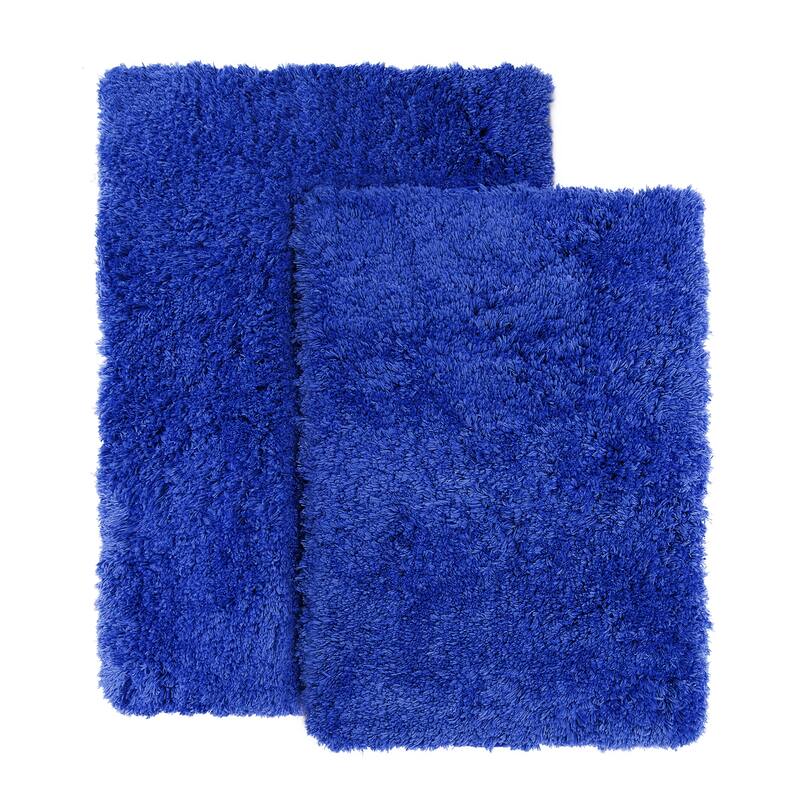 Porch & Den Lorena Shaggy/ Non-slip Rubber Backed Bath Rug Set - 2 Piece Set - Royal Blue