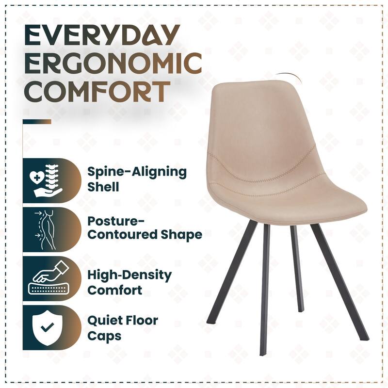 Markley Modern PU Leather Upholstered Ergonomic Mid-Back Accent Chair with Metal Legs for Home Kitchen or Living Room (Set of 4)