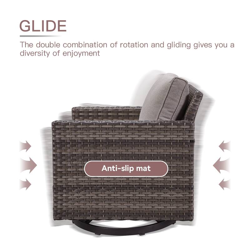 Outdoor Sofa Glider Chair & Fire Table Grey-Grey - Grey