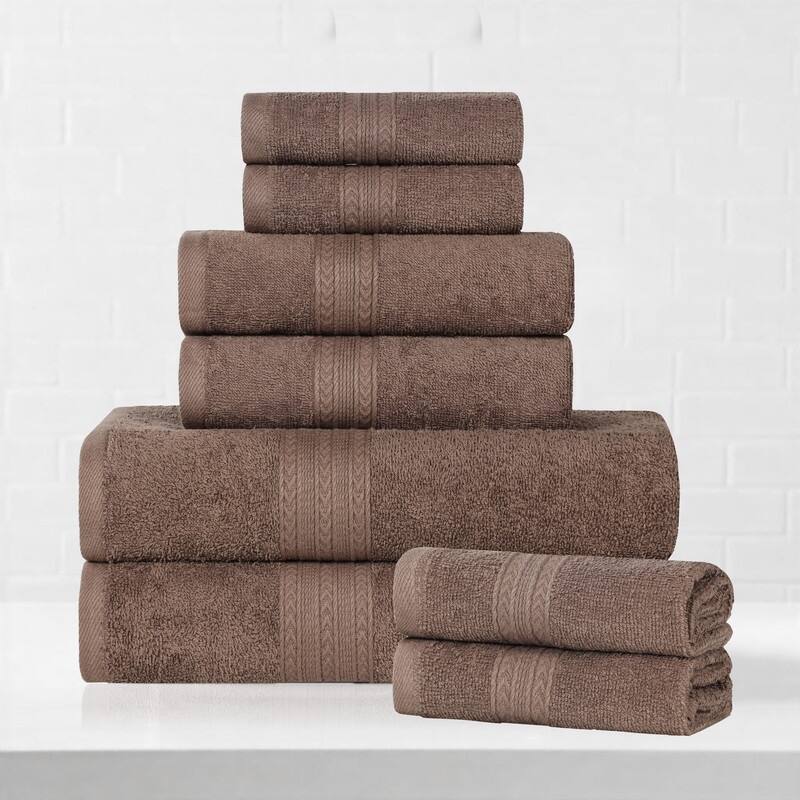 Superior Eco-Friendly Cotton 8-Piece Towel Set - Coffee