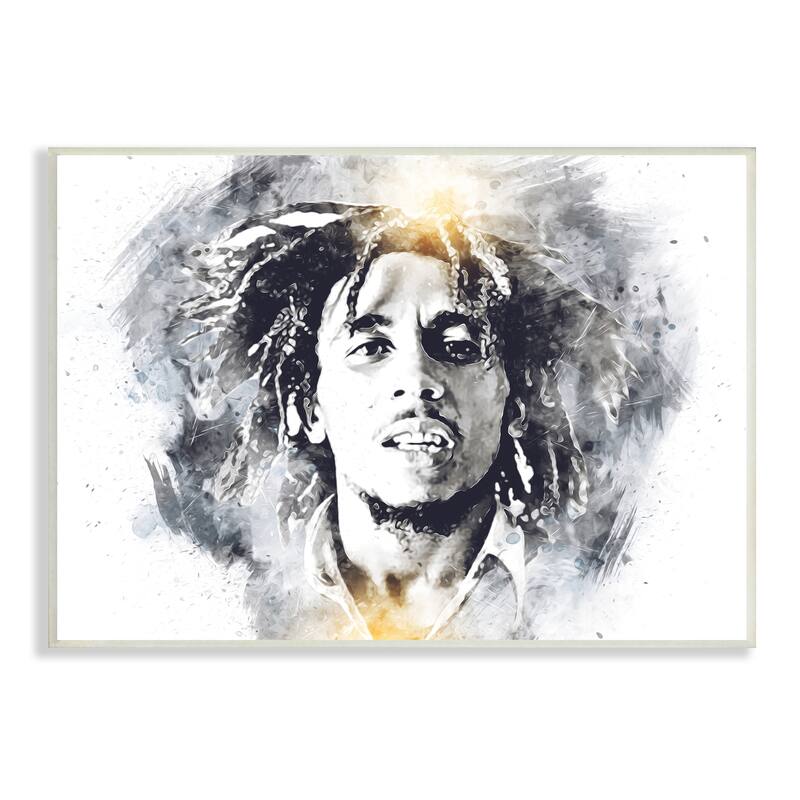 Stupell Bob Marly Modern Portrait Abstract Pattern Yellow Black Wood Wall Art - 19 x 13