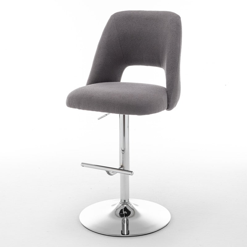 Best Quality Furniture Adjustable Textured Fabric Barstools with Chrome Finish Base (Set of 2)
