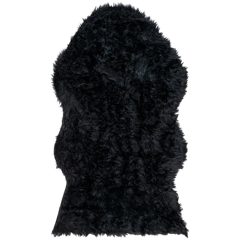SAFAVIEH, Faux Sheep Idith Shona 2.4-inch Thick Rug - 3' x 5' - Black