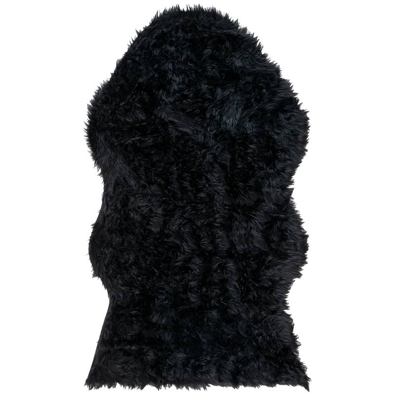 SAFAVIEH Faux Sheep Skin Shona 2.4-inch Thick Rug - 3' x 5' - Black