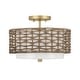 preview thumbnail 2 of 5, Hunter Laila 2-Light Flush Mount Ceiling Light - Open Weave Rattan - Transitional