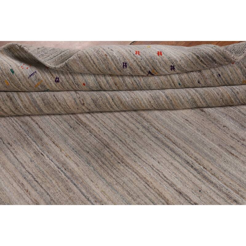 Earth Tone Gabbeh Square Area Rug Hand-Knotted Oriental Wool Carpet - 7'10" X 8'0"