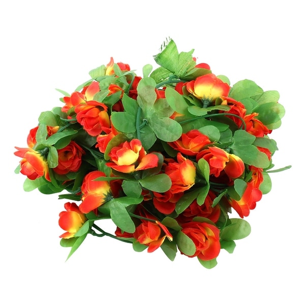 Home Wedding Plastic Artificial Flower Hanging Decoration Ivy Vine Orange Yellow 2pcs