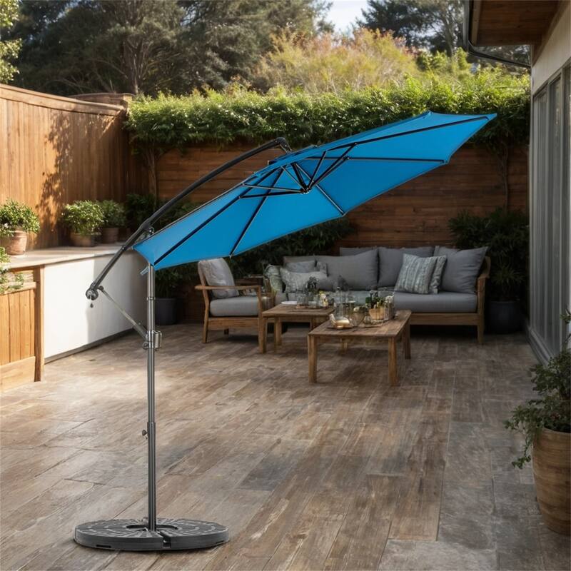 116" Patio Hanging Polyester Umbrella with Tilt Adjustment and 8 Ribs
