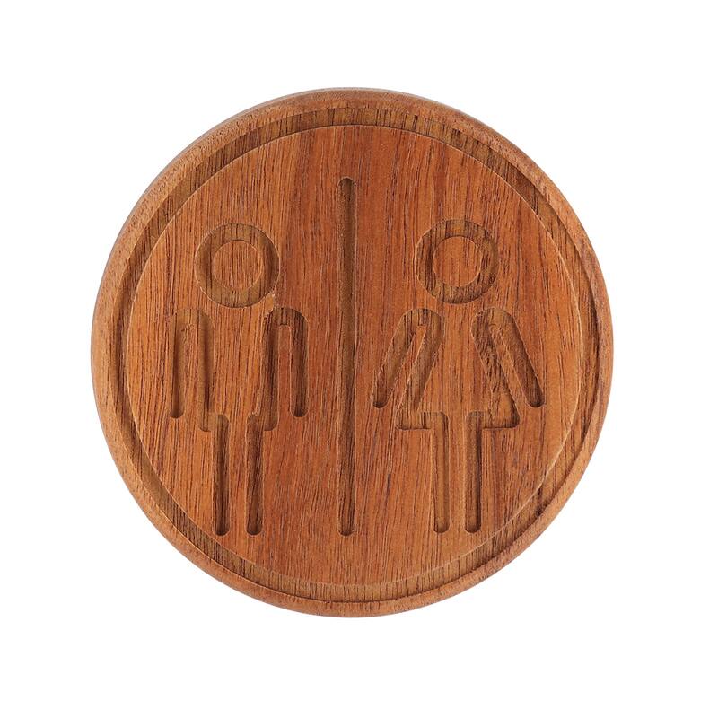 Wooden Restroom Door Sign - 4"L x 0.5"W x 4"H