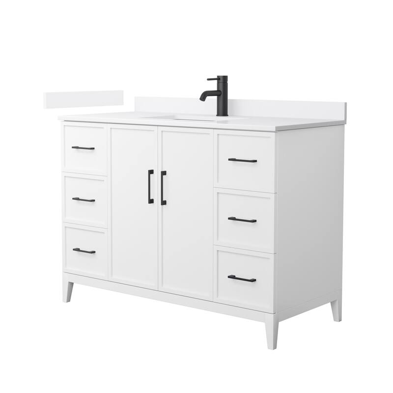 Elan 48-inch Single Vanity, Cultured Marble Top - White, Black Trim, White Cultured Marble Top