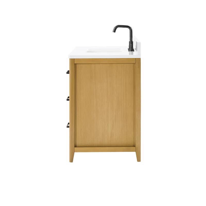 36" Solid Wood Bathroom Vanity with USB Charging Storage