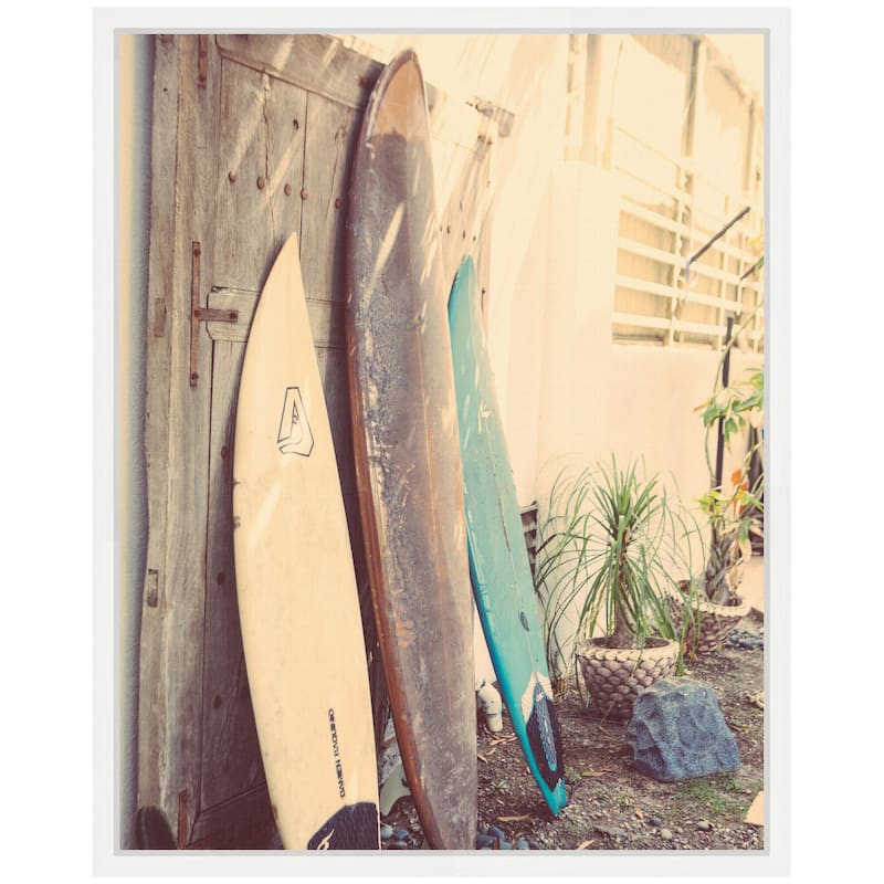 Kate and Laurel Sylvie Vintage Retro Beach Surfboards Framed Canvas by Saint and Sailor Studios